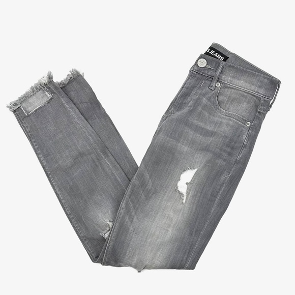 Express Gray Mid Rise Distressed Ankle Legging Jeans 0 - Picture 1 of 13